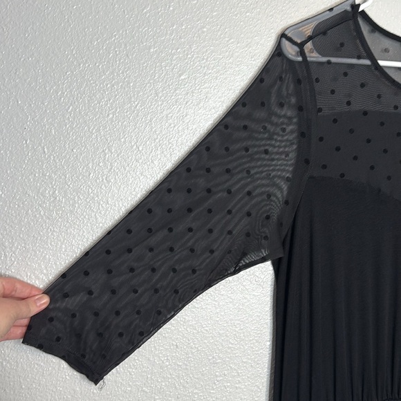 MODCLOTH Women's Black Sheer Polkadot Stretch Midi Dress 1X - Picture 5 of 7